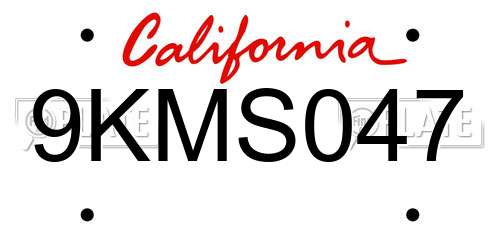 9KMS047 California License Plate
