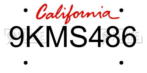 9KMS486 California License Plate