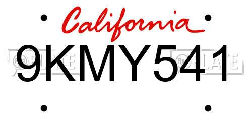 9KMY541 California License Plate