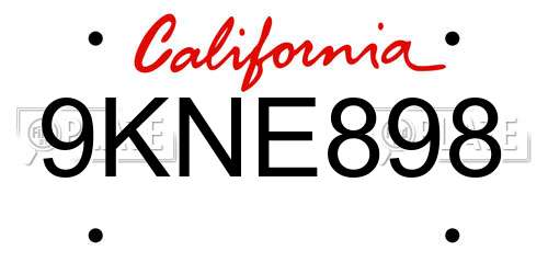 9KNE898 California License Plate
