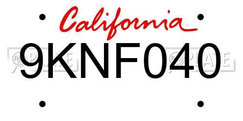 9KNF040 California License Plate