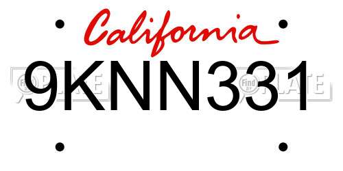 9KNN331 California License Plate