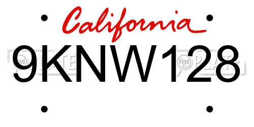 9KNW128 California License Plate