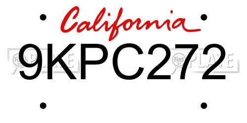 9KPC272 California License Plate