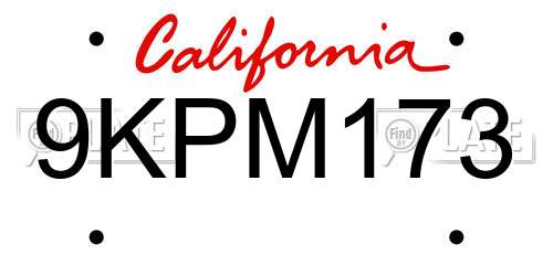 9KPM173 California License Plate