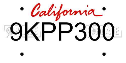 9KPP300 California License Plate