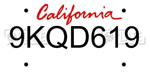 9KQD619 California License Plate