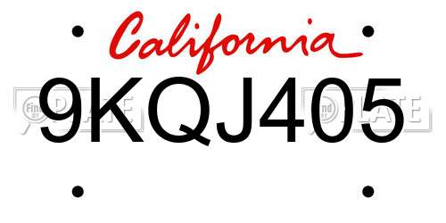9KQJ405 California License Plate