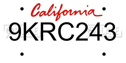 9KRC243 California License Plate