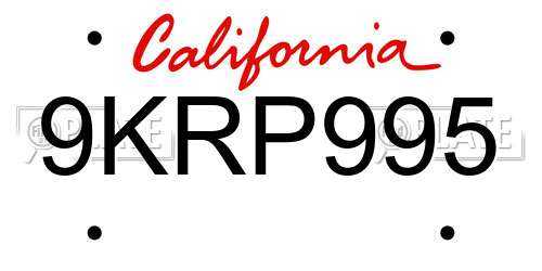 9KRP995 California License Plate
