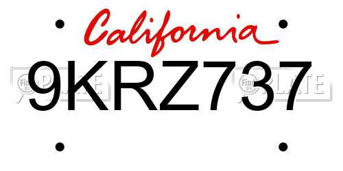 9KRZ737 California License Plate