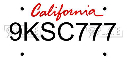 9KSC777 California License Plate
