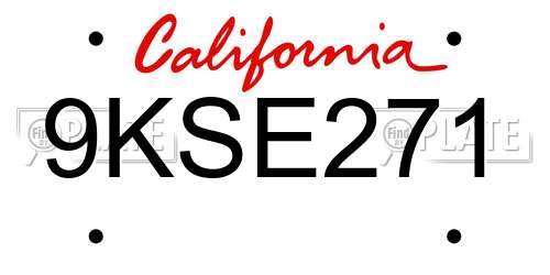 9KSE271 California License Plate