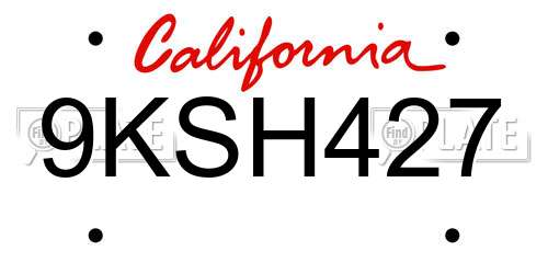 9KSH427 California License Plate