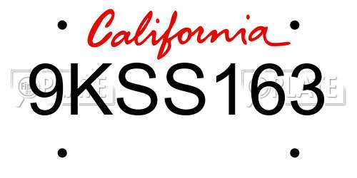 9KSS163 California License Plate