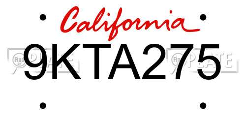 9KTA275 California License Plate