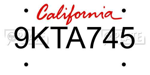 9KTA745 California License Plate