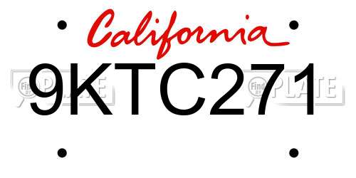 9KTC271 California License Plate