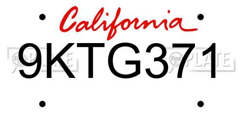 9KTG371 California License Plate