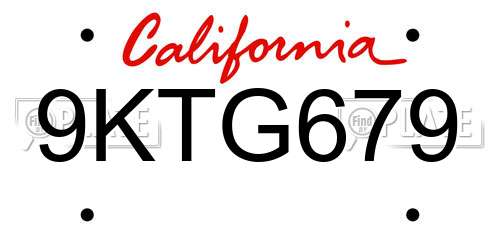 9KTG679 California License Plate