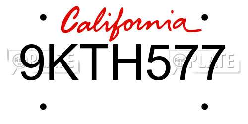 9KTH577 California License Plate
