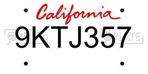 9KTJ357 California License Plate