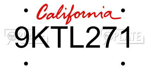 9KTL271 California License Plate