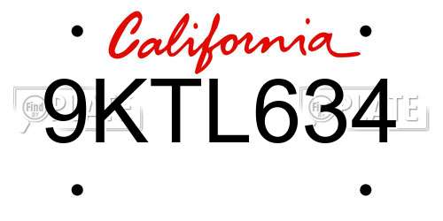 9KTL634 California License Plate