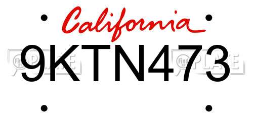9KTN473 California License Plate