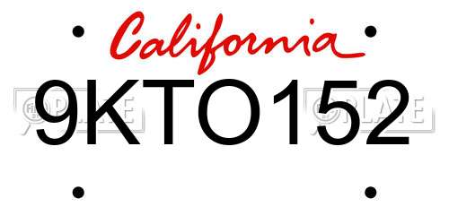 9KTO152 California License Plate