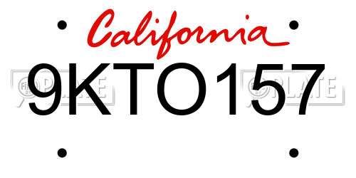 9KTO157 California License Plate