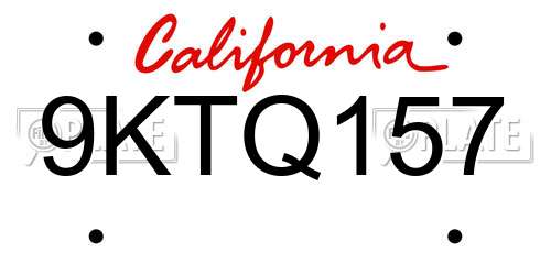 9KTQ157 California License Plate