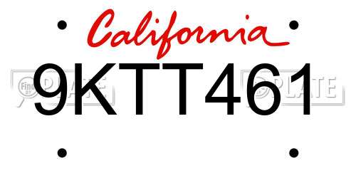 9KTT461 California License Plate