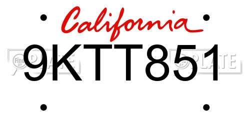 9KTT851 California License Plate