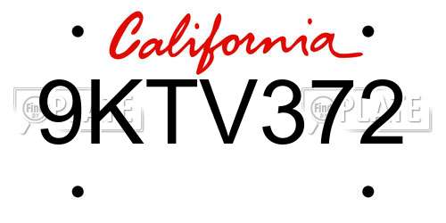 9KTV372 California License Plate
