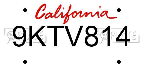 9KTV814 California License Plate