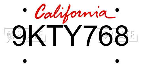 9KTY768 California License Plate