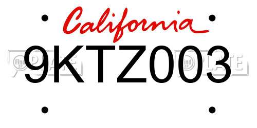 9KTZ003 California License Plate