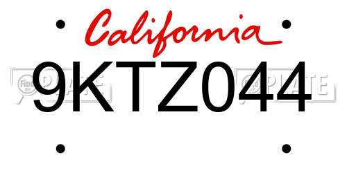 9KTZ044 California License Plate