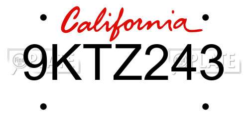 9KTZ243 California License Plate