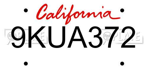 9KUA372 California License Plate