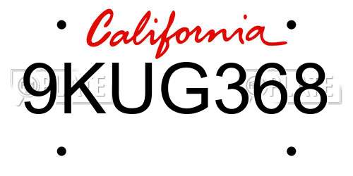 9KUG368 California License Plate
