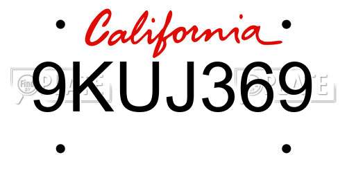 9KUJ369 California License Plate