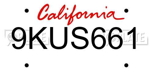 9KUS661 California License Plate