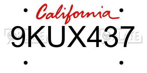 9KUX437 California License Plate