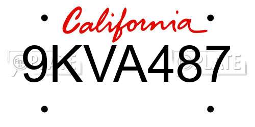 9KVA487 California License Plate