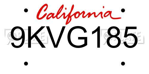 9KVG185 California License Plate