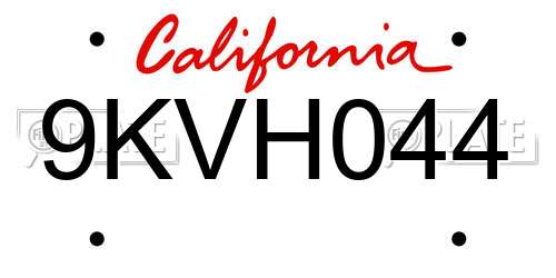 9KVH044 California License Plate