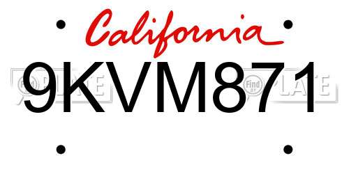 9KVM871 California License Plate
