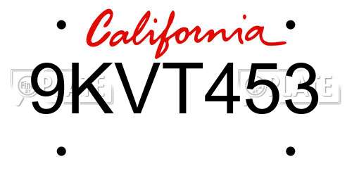 9KVT453 California License Plate